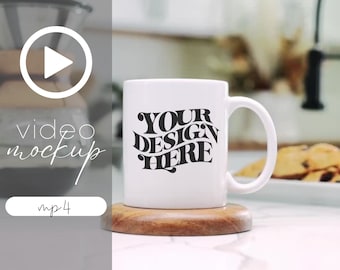 11oz White Mug Video Mockup: MP4 Template, Digital Download, Canva Compatible