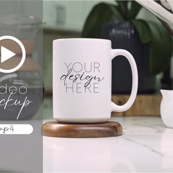 Video Mug Mockup, Mug Mockup, Video Mockup for White 15oz Mug, MP4 Template for Coffee Cup, Cozy Video Mock up, White Video Mug Mock, POD