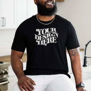 Black Bella Canvas 3001 Mockup, Tshirt Mockup, 3001 Black Model Mockup, Tshirt Mockup, Model Male Mockup, Black Unisex T-shirt Mock Up,