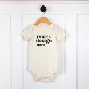 Bella Canvas 100B Baby Mockup, Bella Canvas Natural Infant Bodysuit, One Piece Mockup, Baby Mock up, Natural Onesie Mock-up Hanging Mock-up