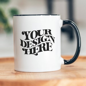 11 oz Mug Mockup, Two-Tone Coffee Mug Mockup, Styled Mug Mockup, Mug Stock Photo, Coffee Mug Mockup White and Black Mug Mockup Blank Mug POD