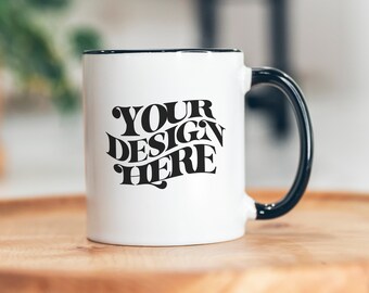 11 Unzen zweifarbige Tasse Mockup: Styled Kaffeetasse Lager