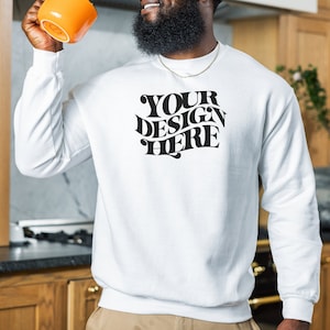 Gildan 18000 Mockup, Sweatshirt Mockup, Gildan 18000 Mockup White, Gildan 18000 Mockup Men, Male Model Mockup, Men Mockup Sweatshirt Sweater
