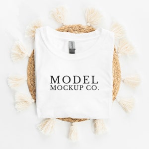 Gildan 64000 White Mockup, Gildan T-Shirt Mockup, White Gildan 64000, Boho Mockup, White Shirt Mockup, Gildan Softstyle Flat Lay Mock Up