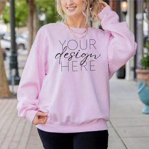 Light Pink Gildan 18000 Mockup, Gildan 18000 Mockup Pink, Pink Gildan Crewneck Mockups, Valentines Day Mockup, Aesthetic 18000 Mockup, POD