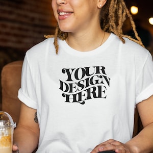 White Bella Canvas 3001 Model Mockup, Bella Canvas T-Shirt Mockup, Model Bella Canvas 3001 Tshirt Mock Up, White Plain T-shirt Mockup