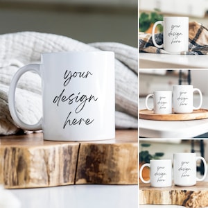 Mug Mockup Bundle, Two Mugs Mockup, 11 oz Mug Mockup, 15 oz Mug Mockup, White Mug Mockup, Bundle Mug Mockup, Coffee Cup Mock up Bundle, POD