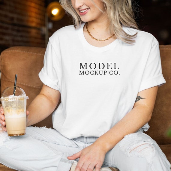 Bella Canvas Mockup 3001 White, Unisex T-Shirt Model Mock Up, Lifestyle Tee Shirt, Model Mockup White Tshirt Mock Up Fall White Shirt Mockup
