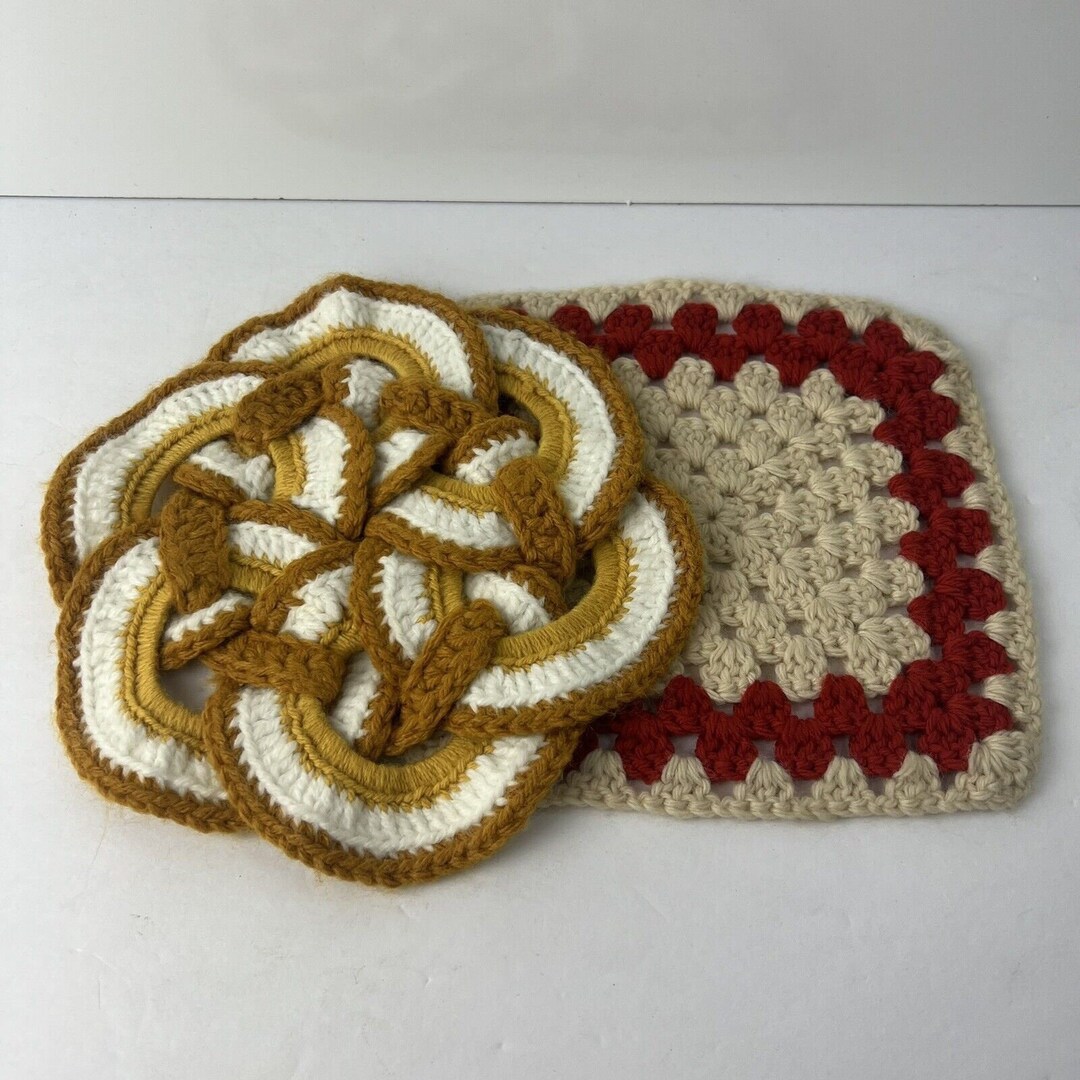 Vintage Handmade Crocheted or Knitted Trivets or Potholders X Etsy