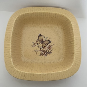 Vintage Treasure Craft Pottery 1970s Butterfly 10 Square Baking Dish