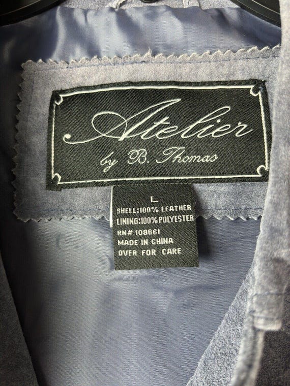 Vintage Atelier by B Thomas Genuine Leather Dusty Blue Jacket Size