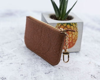 Pineapple Fabric Pouch with Keychain – Vegan Suede Wallet