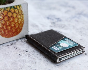 Mechanized Card Holder with Piñatex (Pineapple Leaf) Fabric