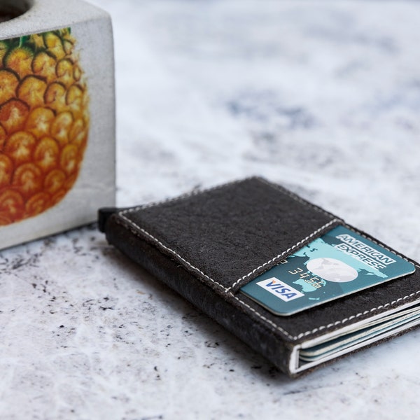 Mechanized Card Holder with Piñatex (Pineapple Leaf) Fabric
