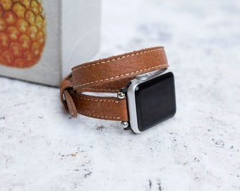 Slim Canela Pineapple Leaf Watch Band - Compatible with Apple Watch Series 1-6
