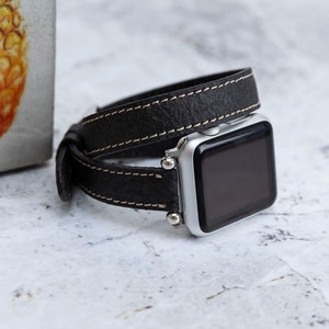 Slim Black Pineapple Leaf Watch Band Compatible with Apple Watch Series 1-8 image 4