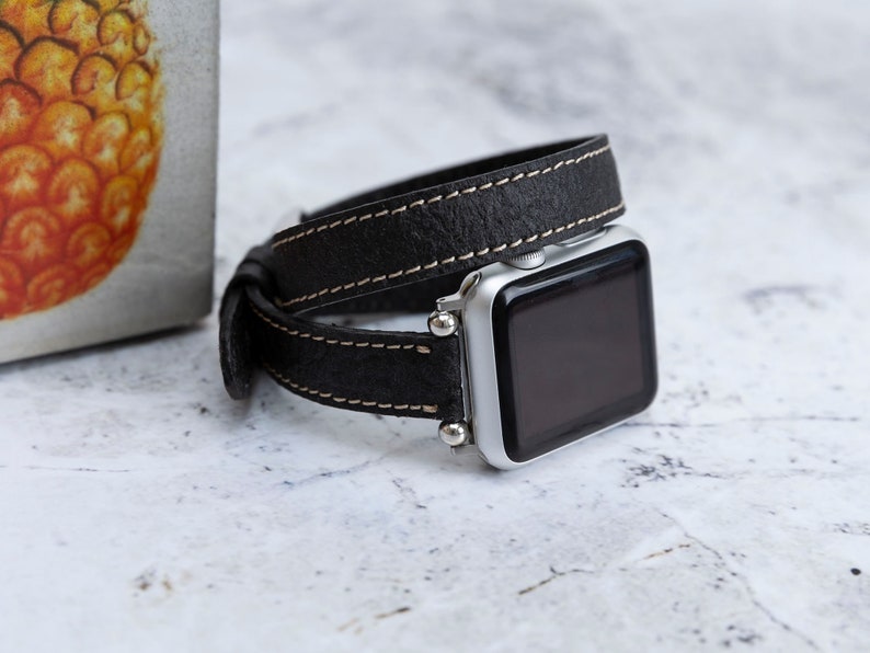 Slim Black Pineapple Leaf Watch Band Compatible with Apple Watch Series 1-8 image 4