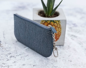 Pineapple Fabric Pouch with Keychain – Vegan Suede Wallet