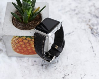 Black Pineapple Leaf (Piñatex) Watch Band - Compatible with Apple Watch Series 1-8