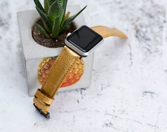 Gold Pineapple Leaf (Piñatex) Watch Band - Compatible with Apple Watch Series 1-8