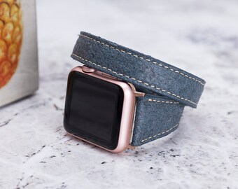 Washed Indigo Pineapple Leaf Watch Band - Compatible with Apple Watch Series 1-8