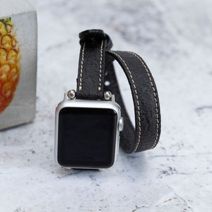 Slim Black Pineapple Leaf Watch Band Compatible with Apple Watch Series 1-8 image 1