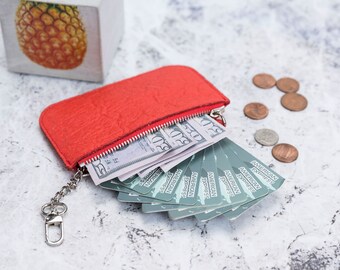 Pineapple Fabric Pouch - Vegan Suede Wallet with Keychain