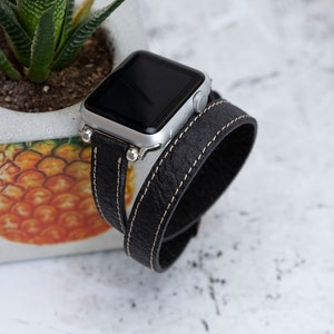 Slim Black Pineapple Leaf Watch Band Compatible with Apple Watch Series 1-8 image 6