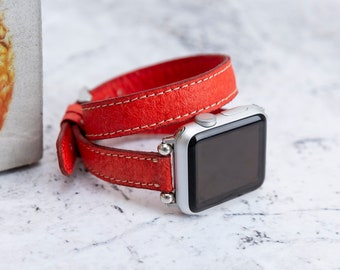 Slim Red Pineapple Leaf Watch Band - Compatible with Apple Watch Series 1-8