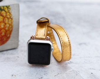 Gold Piñatex Apple Watch Band - Double Tour, Plant-Based