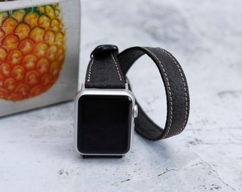 Black Pineapple Leaf Watch Band - Compatible with Apple Watch Series 1-8