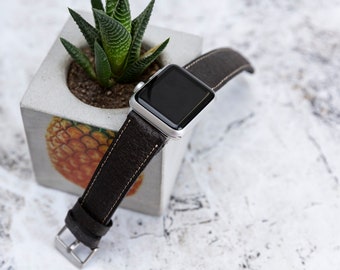 Dark Brown Pineapple Leaf (Piñatex) Watch Band - Compatible with Apple Watch Series 1-8