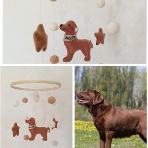Baby mobile dog, Labrador mobile nursery, Golden retriever mobile, gender neutral mobile, Puppy cot mobile felt, Felt ball crib mobile
