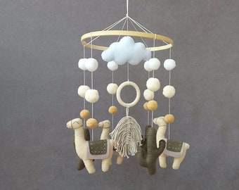 Llama Baby Mobile Nursery Crib Mobile Boho Mobile Neutral baby mobile Baby shower gift Expecting parents Pregnancy gift