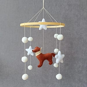Dog baby mobile for nursery, Labrador mobile, Golden retriever mobile, gender neutral mobile, Puppy cot mobile felt, Felt ball mobile crib