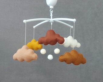 Terracotta minimalist baby mobile, Crib mobile nursery, Baby mobile, Gender neutral mobile, Cloud mobile, Nursery Decor, Cloud decor