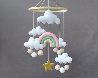 Baby mobile Rainbow mobile nursery Boho mobile Neutral baby mobile Crib mobile gender neutral