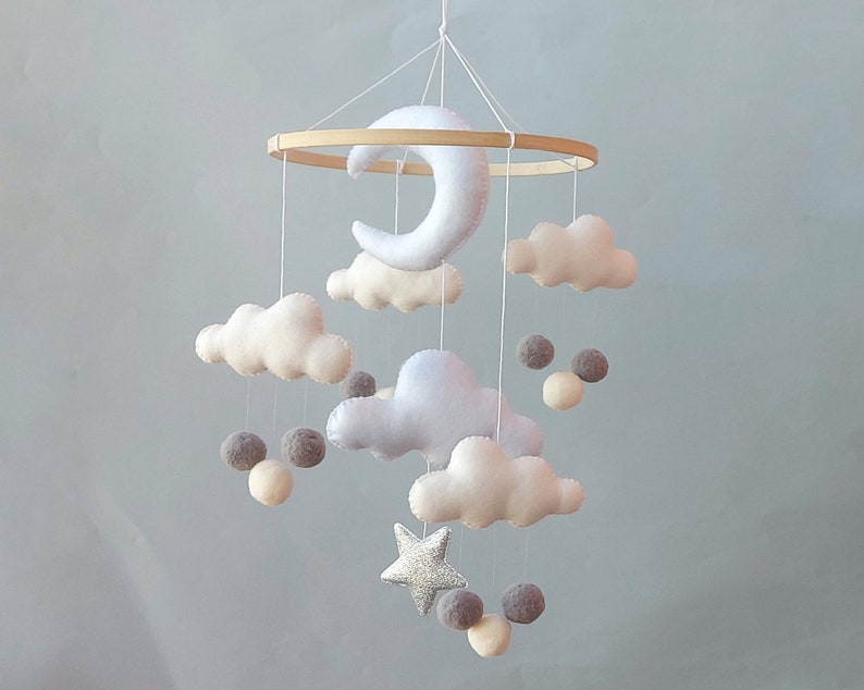 Crib Mobile Nursery Baby Mobile Neutral Baby Mobile Cloud Etsy