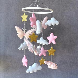 Butterfly mobile montessori baby girl, Crib mobile, Baby mobile, Felt mobile, Butterfly nursery decor, Nursery mobile, Home decor