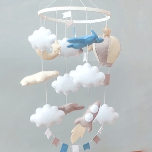 Airplane baby mobile, Nursery mobile, Baby mobile, Hot air balloon mobile, Travel Mobile, Airplane nursery decor, Travel baby shower