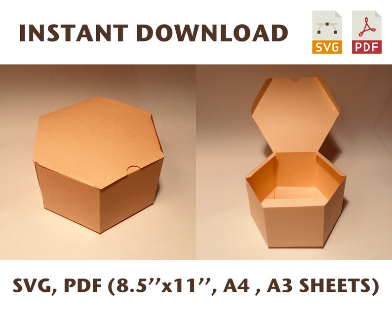 Hexagonal Box Template Hexagon Box Template Hexagonal Gift Etsy