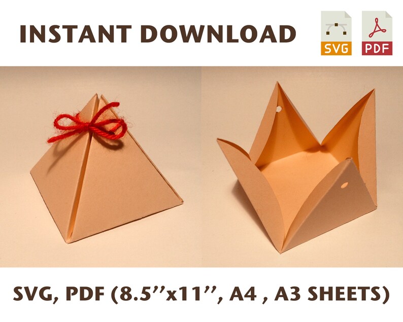 Pyramid box template pyramid shape box triangle box DIY Etsy