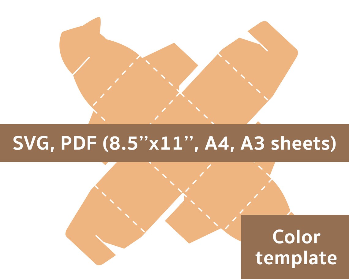 Cat box template cat shaped box cat gift box box with cat Etsy