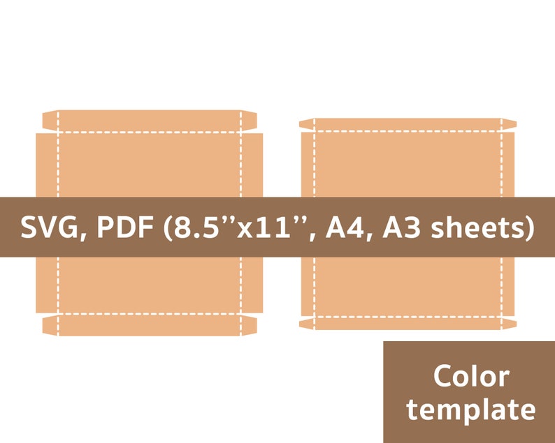 Flat square box template flat box with lid flat gift box Etsy