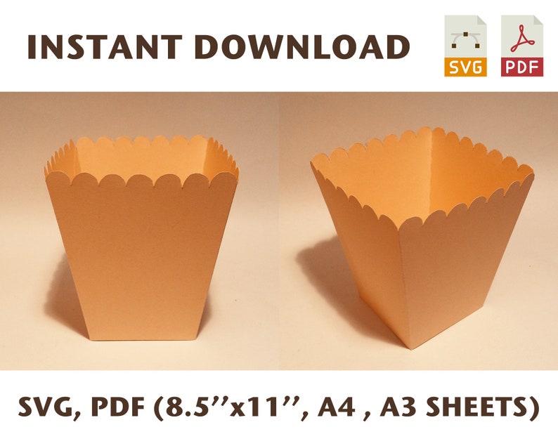 Popcorn Box Template Pop Corn Box Chips Box Chip Box Snack Etsy