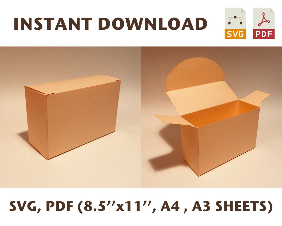 Rectangle Gift Box Template Rectangular Gift Box Rectangle Etsy