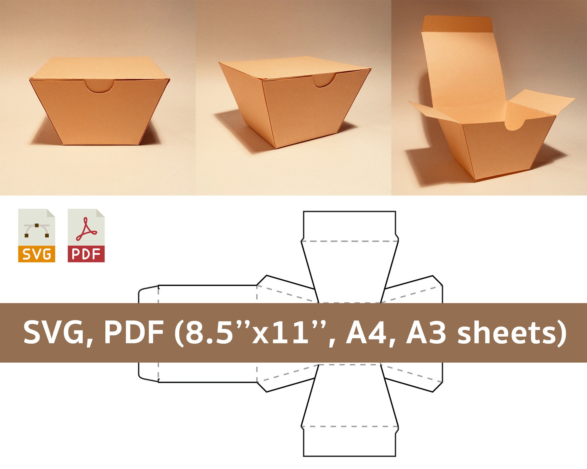 French Fry Box Template French Fries Box Chips Box Chip Etsy