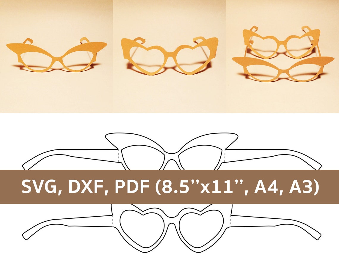 Party Glasses Template Paper Glasses Paper Sunglasses Etsy