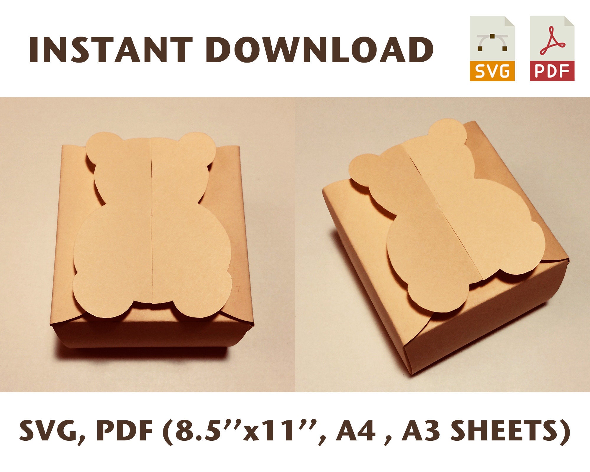 Teddy Bear Box Template Gift Box for Baby Boy Gift Box for Etsy