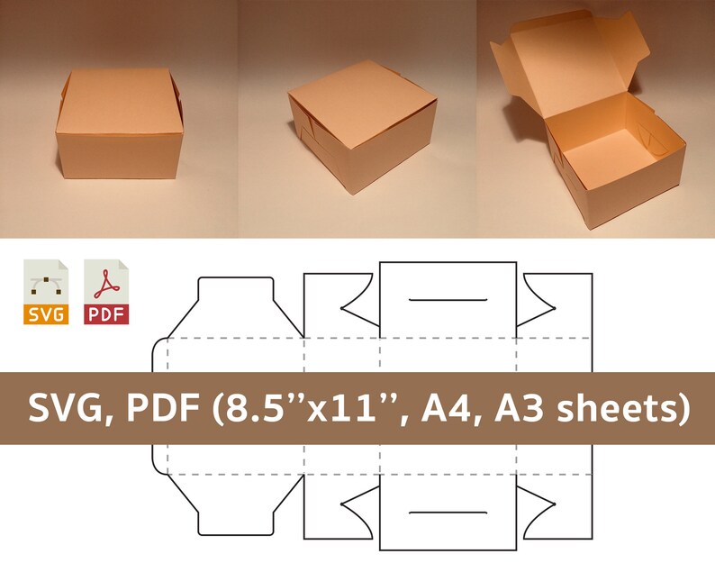 Shipping box template shipping container square box square | Etsy